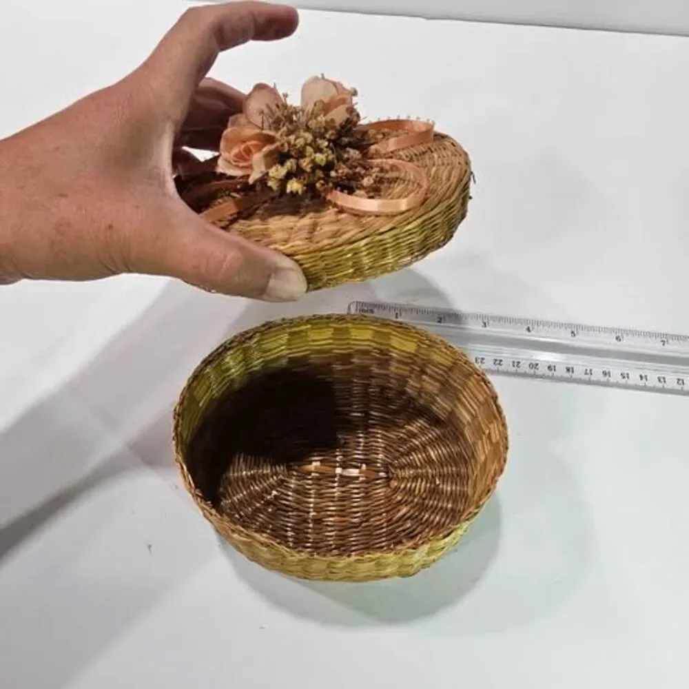Small little Woven basket with floral decor